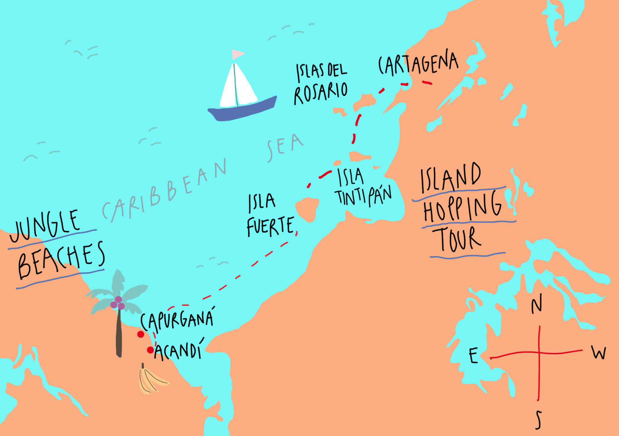 illustration map of northern coast of Colombia