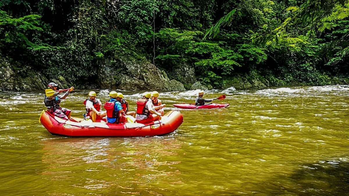 group of people rafting