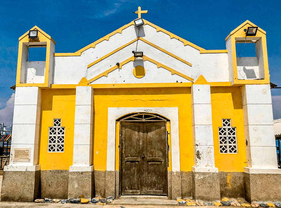 Yellow Spanish colonial church
