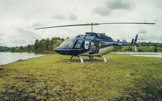 helicopter landed on island in medellin helicopter tours