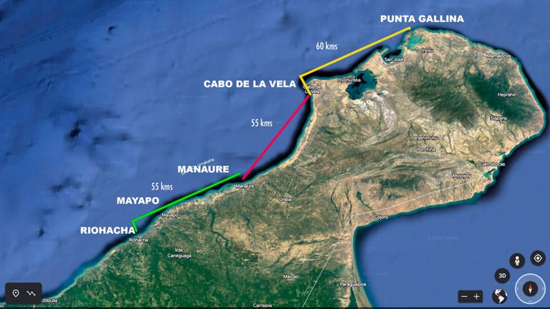 map of the Guajira region, Colombia