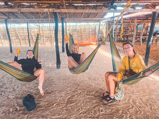 kite trips colombia 3 girls in hammocks