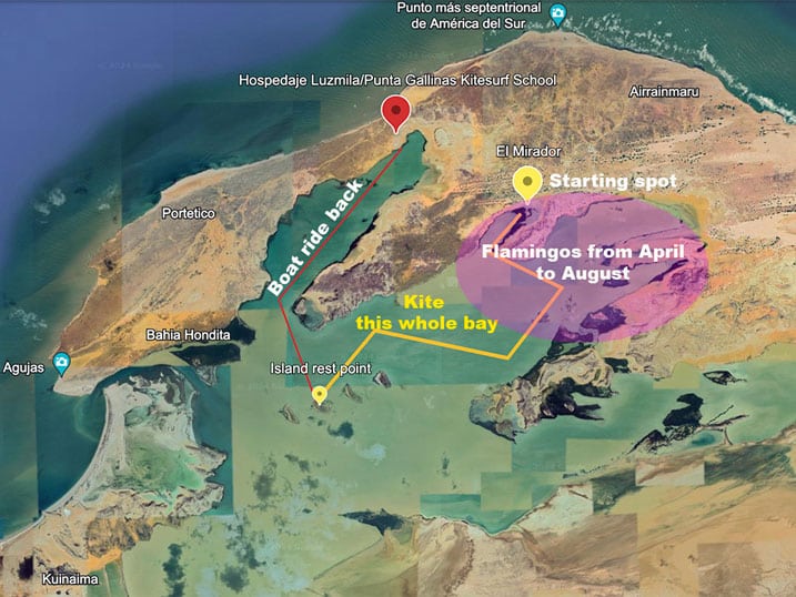 Map of Punta Gallinas, Colombia.