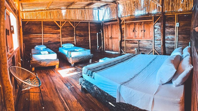 Interior of a cabana during kite trips Colombia